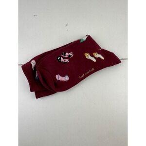 Womens Burgundy Socks Head Over Heels Shoes Print‎ Novelty Ankle Socks